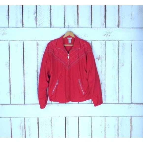 90s vintage red  wind breaker bomber jacket  utility jacket Adirondack - Picture 1 of 7
